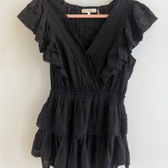 Love Shack Fancy Gwen Black Ruffled Mini Dress - Picture 3 of 5
